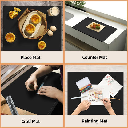 Silicone Mat with Edge Protection, 28" x 20" Large Kitchen Counter Protector Mat, Heat Resistant Desk Saver Pad for Craft Baking, Cut to Fit Placemat Non-Slip Easy to Clean Table Coffee Mat (White)