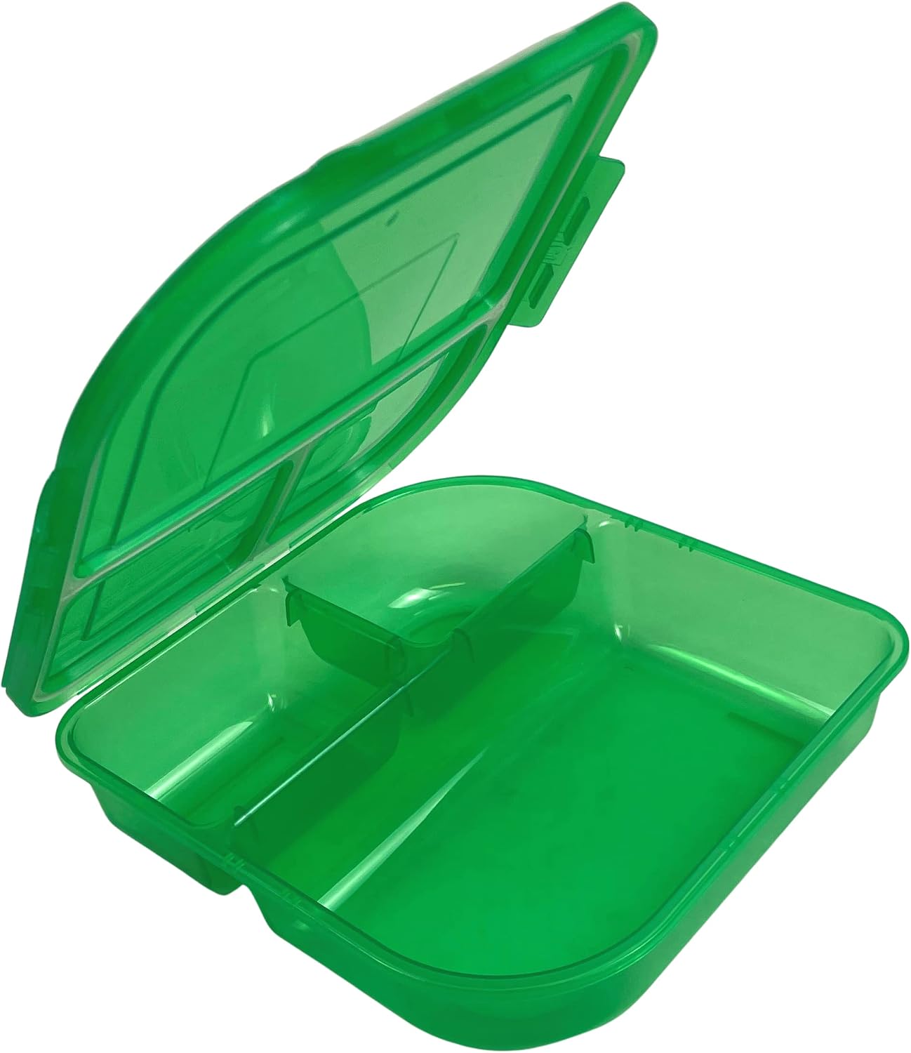 Large To-Go 3-Compartment Food Container, 9-3/8" X 9-3/8" X 2-1/2", Reusable, Microwave Safe, Smoke/Red