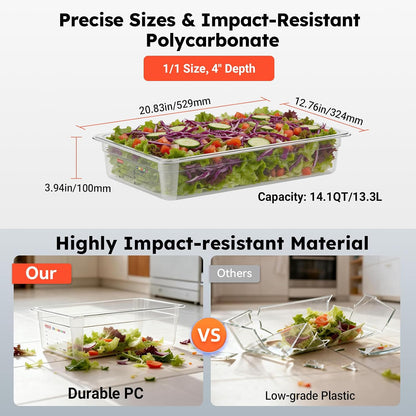 6-Pack Clear Polycarbonate Handled Lids for 1/6 Size NSF Food Pans