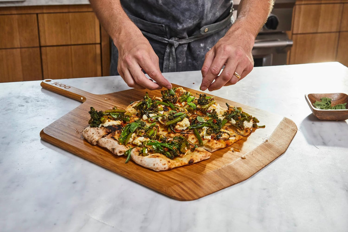 Ooni 12” Bamboo Wood Pizza Peel –12 Inch Pizza Spatula Paddle, Wooden Pizza Cutting Board, Pizza Oven Accessories