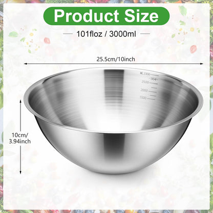 Honeydak 12 Pcs 304 Stainless Steel Mixing Bowls with Graduations, Salad Bowls Metal Serving Reusable Baking Food Storage Containers for Baking, Cooking, Salads, Soups, Ice Cream, Noodles (40 oz)