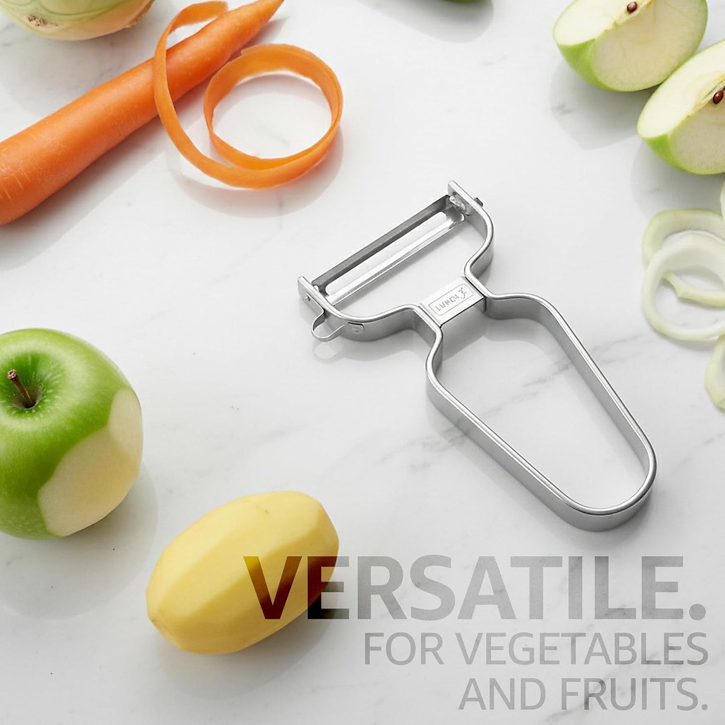 Lurch Germany Julienne Vegetable Y Peeler 5.1 x 2.3 Inches / 13 cm x 6 cm | Stainless Steel Cutter & Slicer for Carrot, Potato & Apple | Veggie Zoodles Maker | Non-slip Comfortable Handle - Black