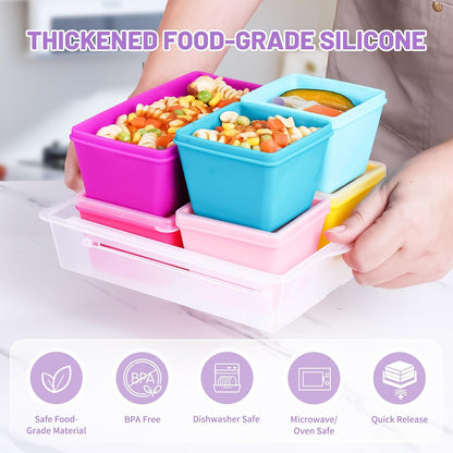 Gemice 1-Cup Silicone Freezer Molds with Lids, Individual 4-Pack Portion Soup Cubes Freezer Trays for Food Storage, Oven & Dishwasher Safe, BPA-Free, Silicone Freezer Containers for Meal Prep