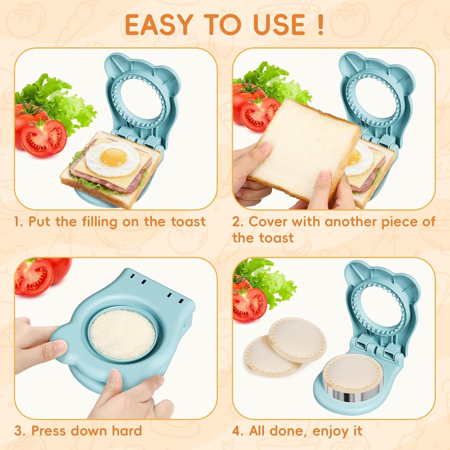 32PCS Sandwich Cutter and Sealer Set Sandwich Cutter for Kids, Vegetable Fruit Cutter Shapes with Food Picks for Kids School Lunch Bento Box Accessories Cookie Cutters