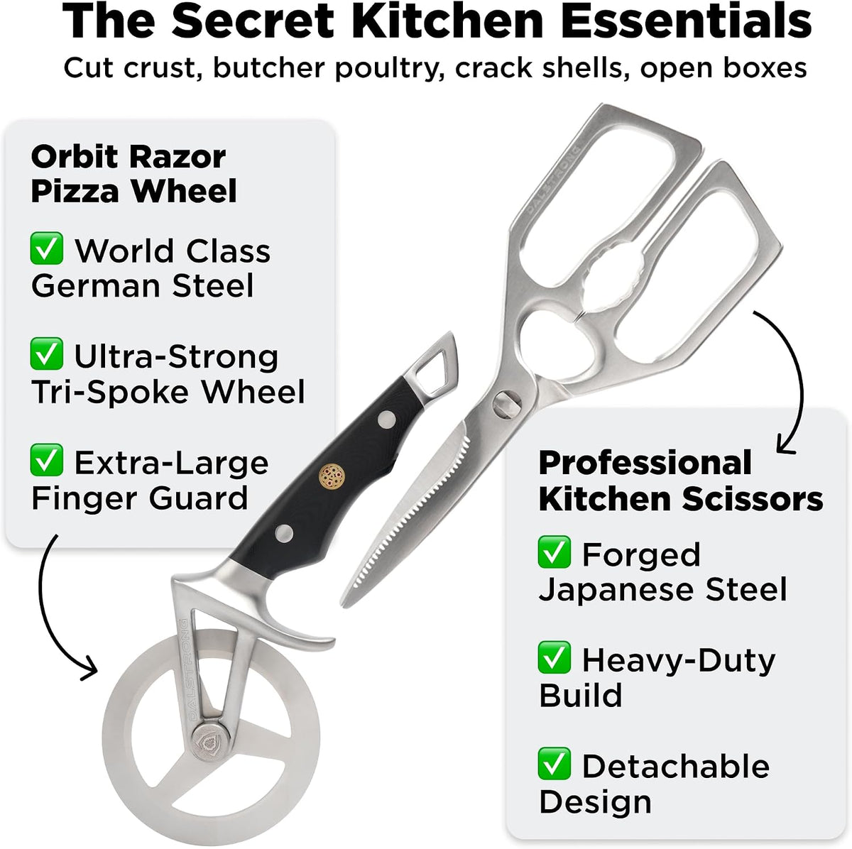 Dalstrong Kitchen Scissors & Pizza Wheel Cutter Set