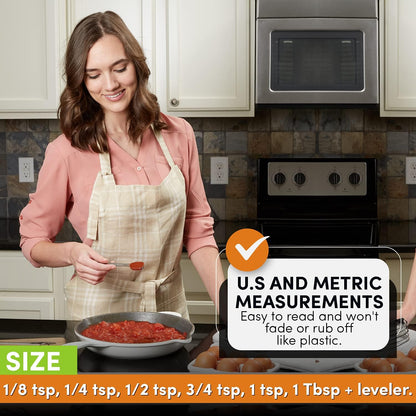Spring Chef Stainless Steel Measuring Cups and Spoons Set of 14 with Leveler, Nesting Kitchen Metal Measuring Cups and Spoons Set for Dry and Liquid Ingredients, Perfect for Cooking & Baking