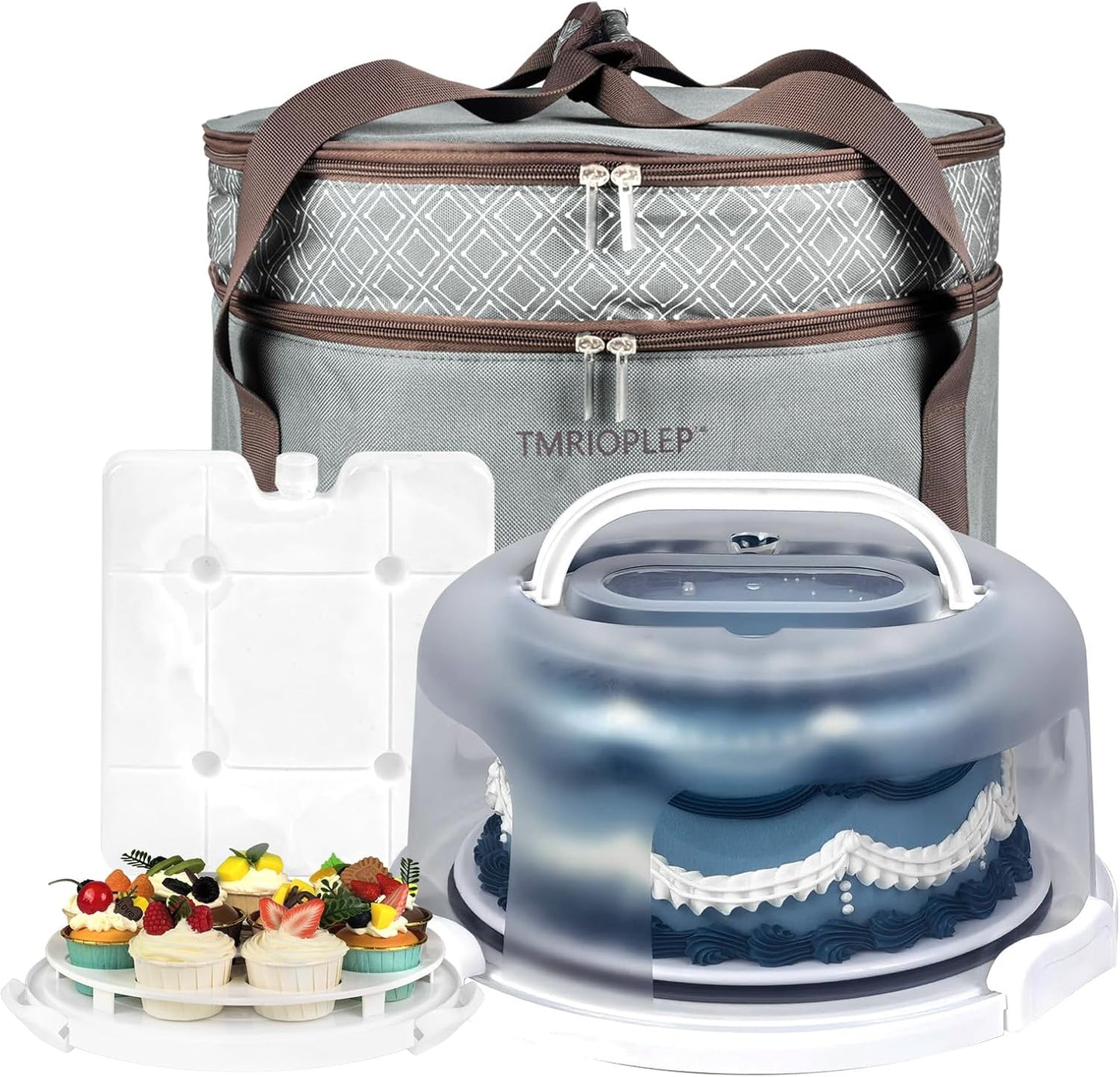 TMRIOPELP Tall Cake Carrier with Lid and Handle Insulated Cake Container Cake Transport Carrier Ideal for Pies Cupcakes and Pastries Perfect for Safe and Secure Cake Delivery (Red, 10 inch)