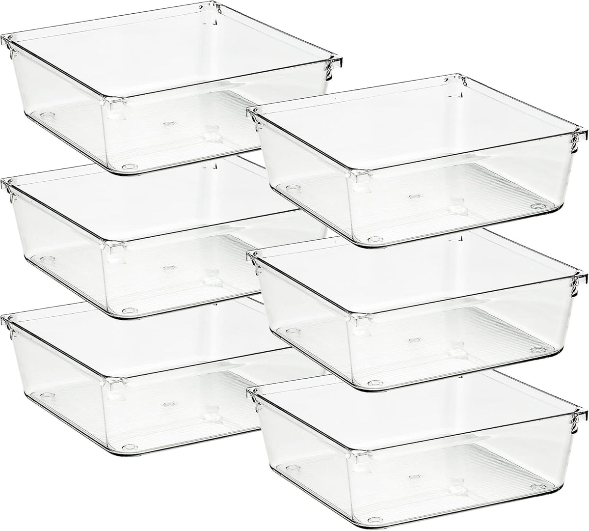 Ravinte 6 Pack Drawer Organizer - 3" X 9" Plastic Storage Bins, Acrylic Organizers with Non-Slip Pads Clear Desk Storage Tray for Makeup, Jewelries, Kitchen Utensils, Bathroom and Office