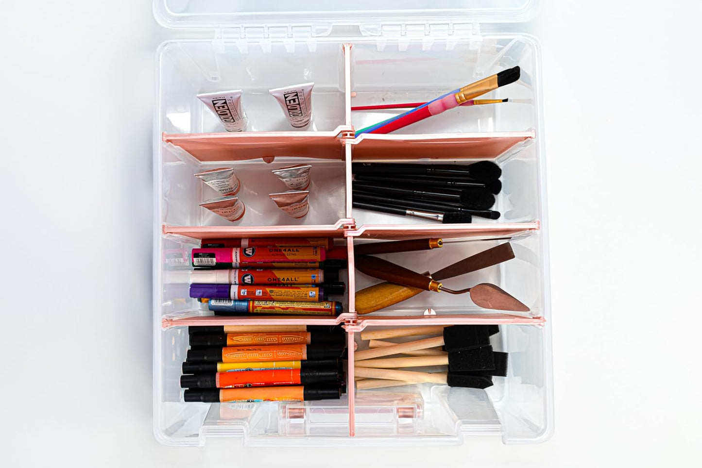ArtBin 6990SO Super Satchel Double Deep Compartment Box - Art Storage with 8 Removable Compartments, Smart Closure for Craft Supplies (Gold - Pack of 1)
