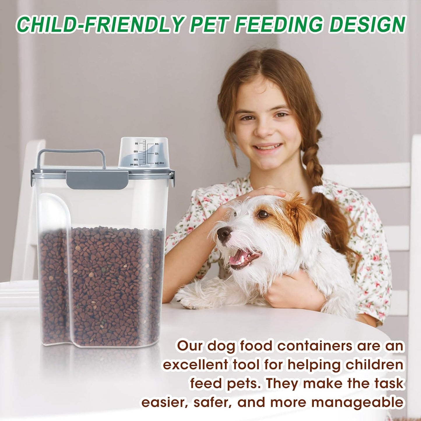 TBMax Pet Food Storage Containers 2 Pack 8-10 Lbs Airtight Dog Food Container Dispenser with Large Spout & Portable Handle, Travel Dog Treat Cat Food Storage Bin Bird Seed Container
