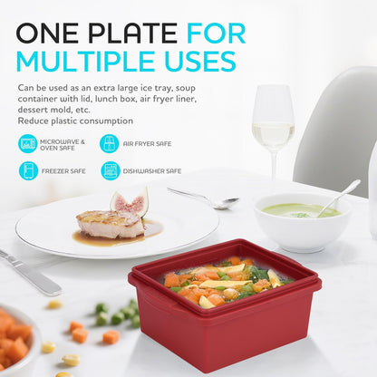 Xomoo 2 Cup Silicone Freezer Trays with Lids, Silicone Soup Freezer Molds - Leakproof, BPA-Free, Stackable, Microwave & Dishwasher Safe, Perfect for Soups, Sauces, Meal Prep, and Baked Goods - 4 Pack