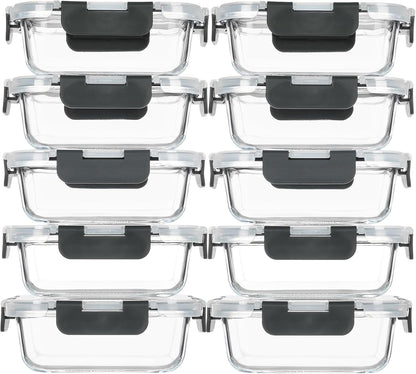 M MCIRCO [15-Pack,13 oz 1.5 Cup Glass Meal Prep Containers, Small Glass Food Storage Containers with Lids,Airtight Lunch Containers, Microwave, Oven, Freezer and Dishwasher Friendly, BPA-free