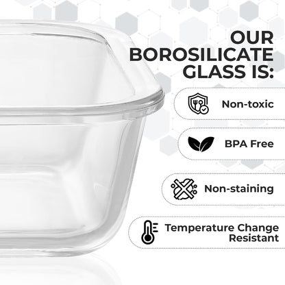 Zulay Kitchen 5 Piece Large 36oz Glass Tupperware Container Set with Lids - Premium BPA Free Borosilicate Glass Food Storage Containers - Leak-Proof Meal Prep - Microwave, Freezer & Oven Safe - Gray