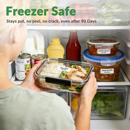 NATURALABEL 700 PCS Blank Removable Freezer Labels - Food Labels with Perforated Lines, for Meal Prep Containers (4/5" x 2", 2 Rolls, 350 Count/Roll)