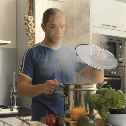 Splatter Screen for Frying Pan 13" 11.5" 9.8" Stainless Steel Fine Mesh Grease Splatter Guard with Comfort Silicone Handles and Resting Feet for Prevent Oil Splatter Safe Cooking