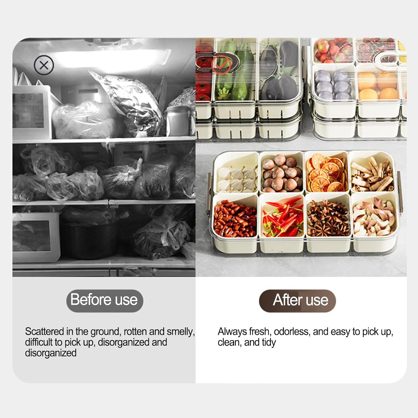 Snackle Box Container, Food Tray Divided with Lid, Portable Snack Platters - Clear Organizer, Veggie Tray for Party, Veggies, Snack, Fruit, Nuts (milk white)