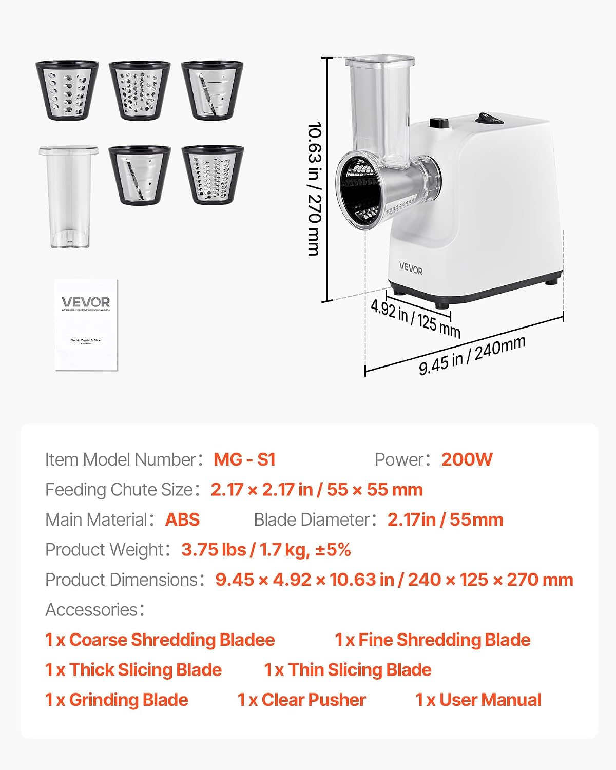 VEVOR Manual Vegetable Fruit Slicer, 0-0.5"/0-12mm Thickness Adjustable Commercial Slicer Machine, Stainless Steel Food Cutter Slicing Machine with 2 Spare Blades, for Potato, Cucumber, Lemon, Tomato