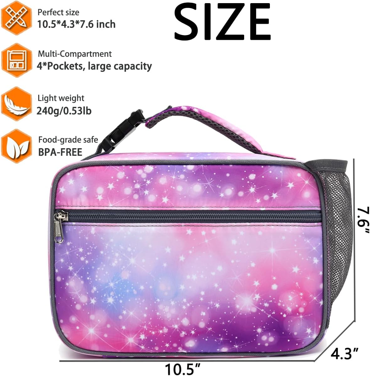 GYEUKHAM Insulated Lunch Box for School, Thermal Reusable Durable Freezable Lunch Bags for Kids Boys Girls Men Women - Small Soft Cooler Portable Lunch Tote Kit for Work Picnic Travel,Black