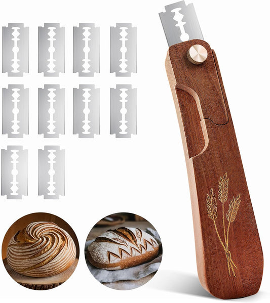 Wooden Bread Lame Scoring Tool for Sourdough with Screw Lock