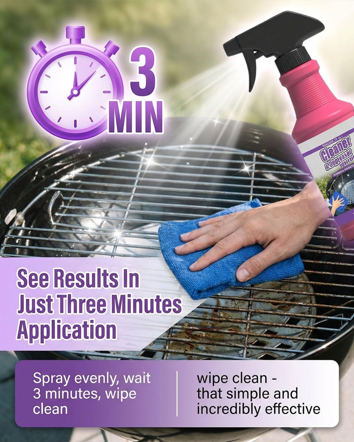 Fast-Acting Heavy Duty Grill Degreaser Spray, Bbq Grill Cleaner,Grill Cleaner For Outdoor Grills, All Purpose Heavy Duty Cleaner for Burnt Food & Grease