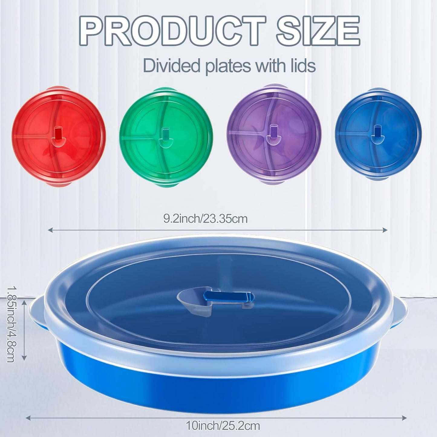 Hushee 4 Pcs Microwave Food Storage Tray Containers with Ventilation Lids 3 Compartment Divided Plates Portion Plate Fits Microwave Fridge(Rectangle,Mixed Colors,10.04 x 6.38 x 2.24 Inch)