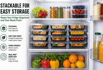 3 Compartment Food Containers with Lids, 25 Pack, 38 Oz Take Out Containers, Reusable Meal Prep Containers, Microwave Safe Lunch Boxes, Food Storage Containers for Catering, Restaurant & To Go Meals