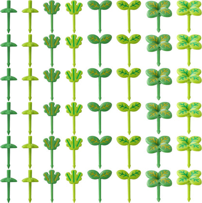 Baderke 64 Pcs Kids Food Pick Leaves Series Bento Box Fruit Picks Decorative Plastic Bento Box Accessories Mini Fruit Fork Kawaii Stick Cute Salad Toothpick for Party Lunch Decor, 8 Styles