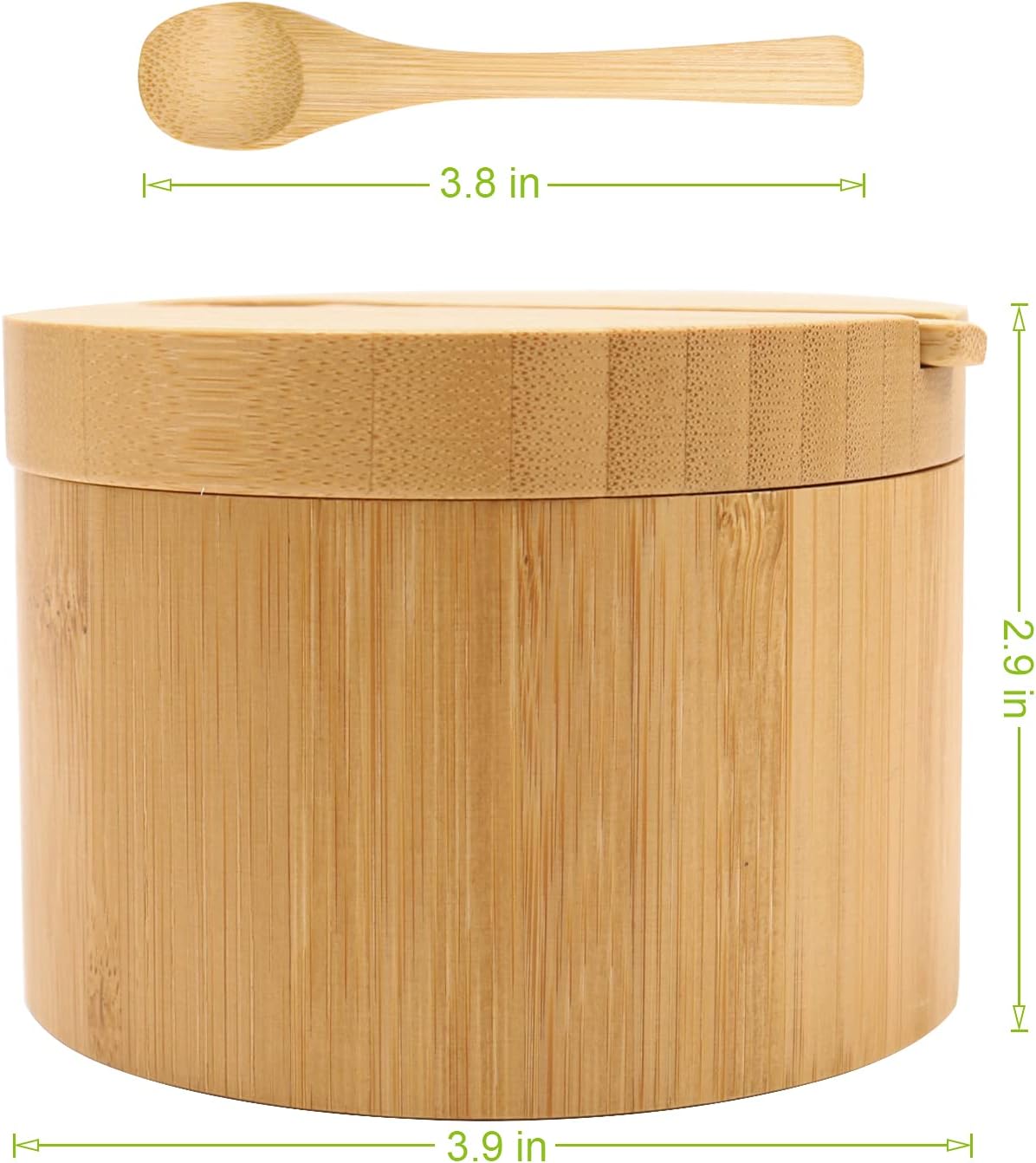 HTB Bamboo Salt Cellar with Mini Spoon and Magnetic Swivel Lid