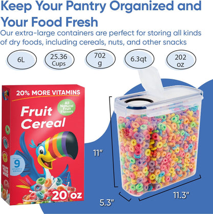 Chef's Path Airtight Food Storage Containers - Pack of 4 (4L/135.3oz) - MULTISPOUT Design for Kitchen & Pantry - BPA-Free Cereal Containers with Bigger Spout Mouth for Easy Pouring