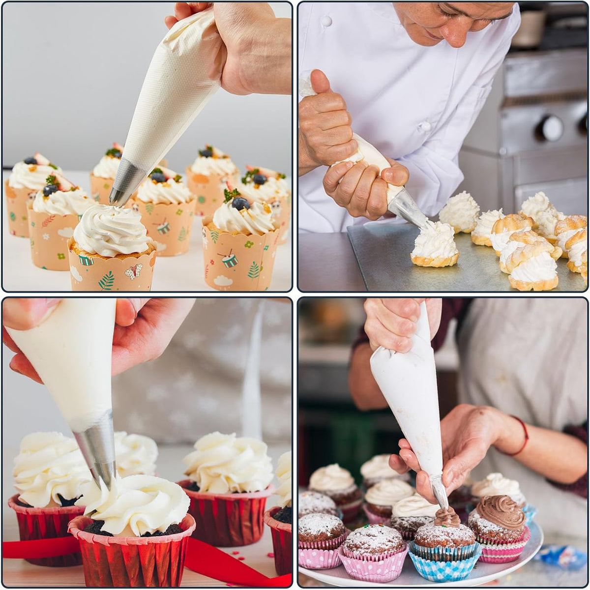 Engorgio Disposable Mini Piping Bags 8 inch Pastry Bag Pastry Crimpers Small Piping Bags Disposable Pastry Bags For Cake Macarons Dessert Decorations Cookies Baking Cupcakes (Clear)
