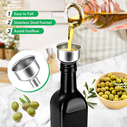 DaiRen Kitchen Oil and Vinegar Dispenser Set, 2 Pieces, 17oz, Black