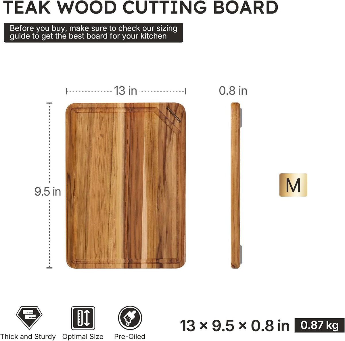 3 Pack Teak Wood Cutting Board Set for Kitchen Charcuterie Board Serving Heavy Duty Non Toxic Slip Hardwood Over Sink Solid Thick Haus Wooden Chopping Board Large Big Small Meat Best Essential Gift