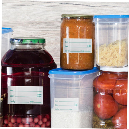 Food Storage Date Labels, Writable Freezer Stickers, Blue Removable Adhesive Kitchen Labels, 250pcs Roll for Food Containers and Pantry Organization