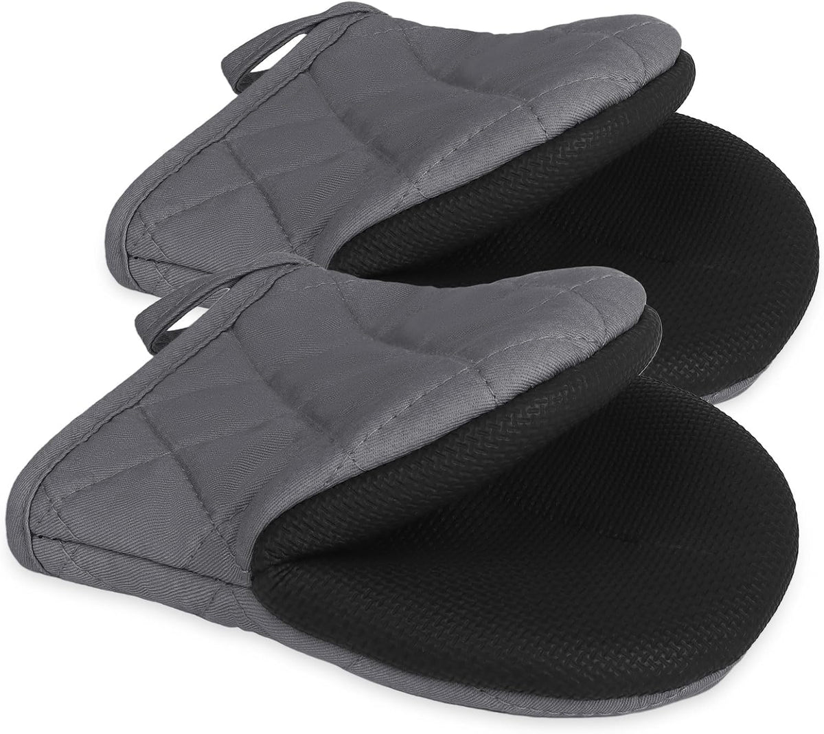 Goldmeet Mini Oven Mitts 2-Pack, 7"x5.5", 500°F Silicone Grip, Gray