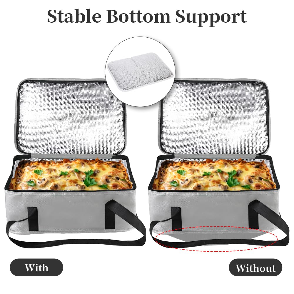 Bodaon Insulated Casserole Carrier Bag, Fits 9x13 and 11x15 Inch Baking Dish with Lid, Casserole Carriers for Hot or Cold Food for Transport, Thermal Lasagna Potluck Warmer Travel Tote, Black