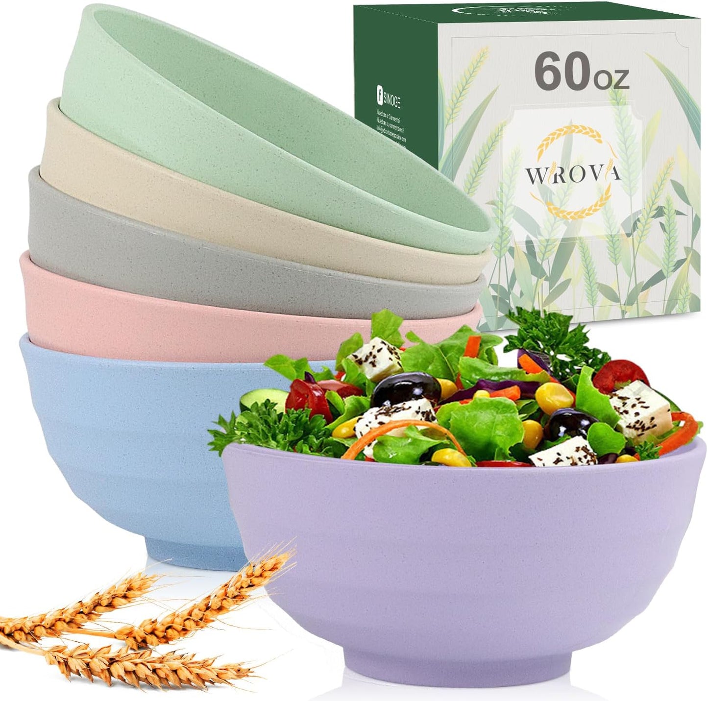 Wheat Straw Bowl Sets,8 PCS Unbreakable Cereal Bowl 26 OZ,Microwave and Dishwasher Safe Bowls,Bowl Sets for Camping and Picnic BPA Free Colorful Salad Bowls for Serving Soup,Oatmeal and Fruit Etc…