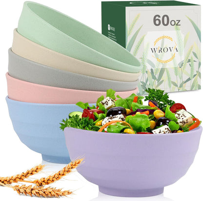 Wheat Straw Bowl Sets,8 PCS Unbreakable Cereal Bowl 26 OZ,Microwave and Dishwasher Safe Bowls,Bowl Sets for Camping and Picnic BPA Free Colorful Salad Bowls for Serving Soup,Oatmeal and Fruit Etc…