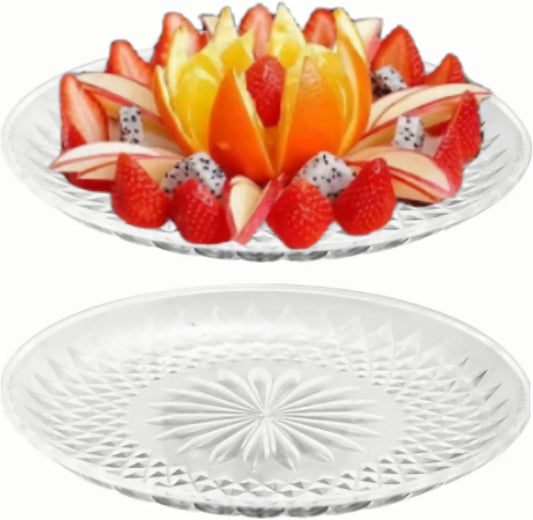 Knc Acrylic Clear Round Appetizer Serving Tray,12 Inch Snack Food Nut and Candy Serving Plate Veggie Fruit Dish Platter Garnish for Bar Home Restaurant (Round tray)