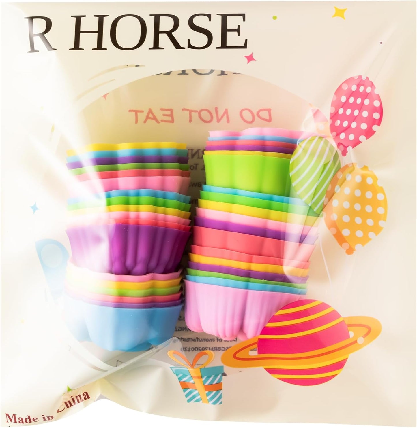 R HORSE 42Pcs Silicone Molds Cupcake 2 Inch Mini Size Reusable Muffins Liners Washable Non-Stick Donut Wrapper Mold Flower Shapes Baking Cups for Pan Oven Microwave Dishwasher