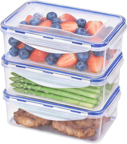 KIGI Airtight Reusable Meal Prep Containers, Leak-Proof & Stackable, 4-Sided Locking Lids, Ideal for Food Storage, Lunch & Leftovers, Microwave, Freezer & Dishwasher Safe, 39 oz, 4.8 Cup, 12 Piece Set