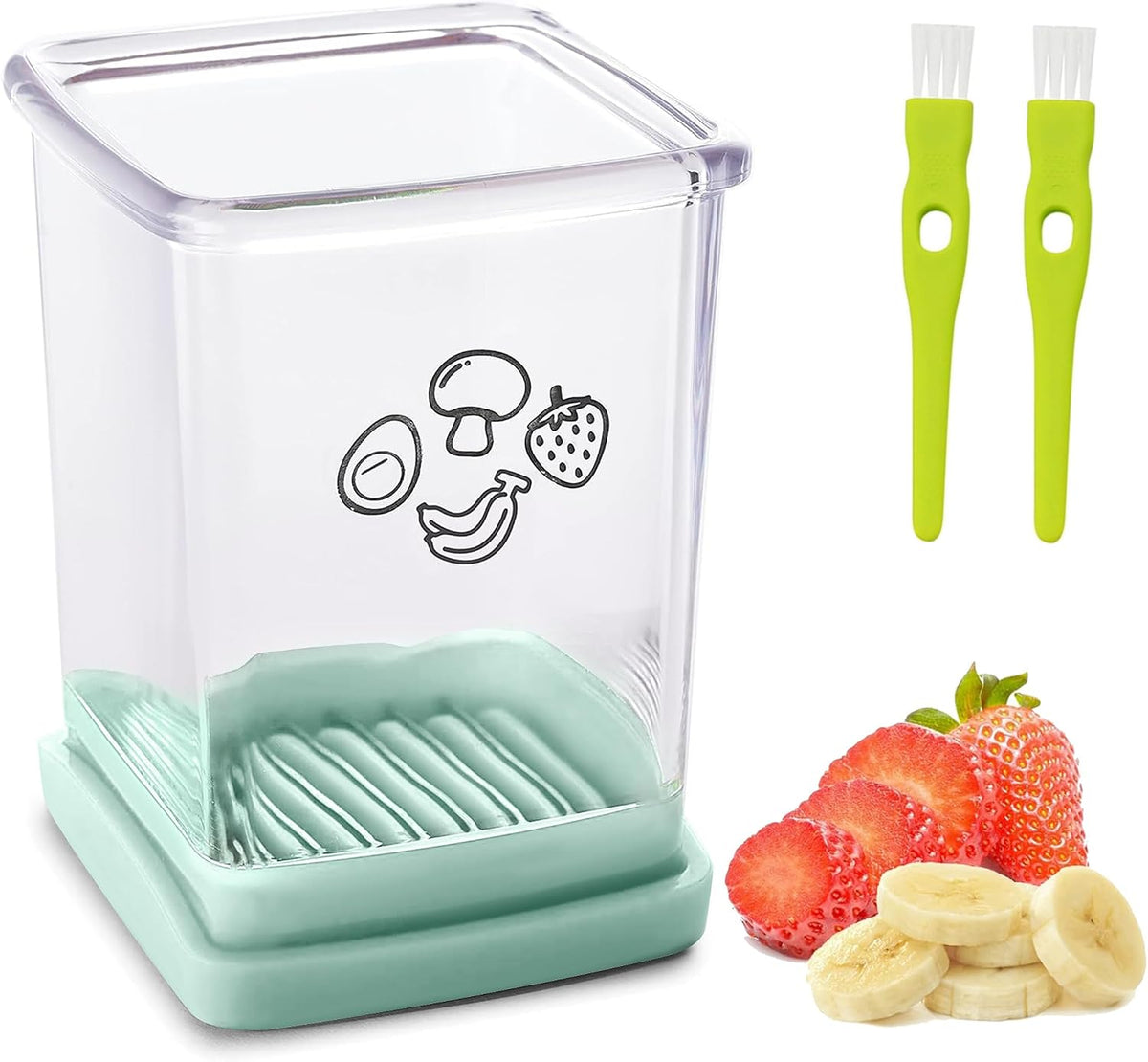Fruit Slicer Cup | Strawberry Slicer | Stainless Steel Strawberry & Vegetable Slicer with Push Plate - Quickly Makes Fruit & Veggie Salad - Must Have Kitchen Gadget