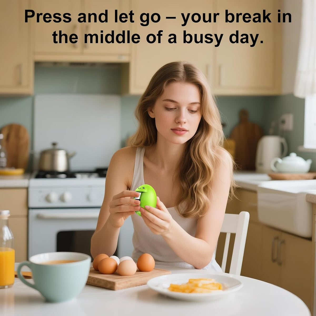 Egg Cracker, Silicone Egg Shell Opener, Cute Egg Shaped Design, Opens Eggs with Ease, A Little Happiness Boost for Your Kitchen. (Color: Green, 1-Pack)