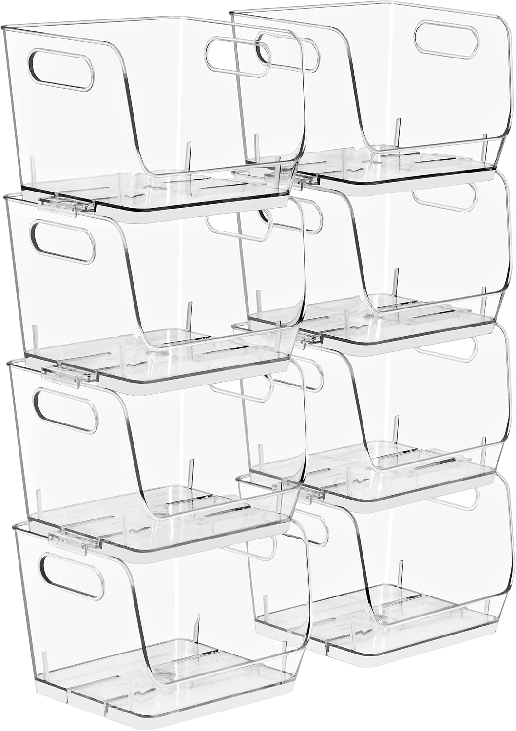 Sorbus Stackable Storage Bins Open Front - Clear Stackable Storage Bins - Pantry Bins for Storage and Organization - Acrylic Stackable Bins for Kitchen - Clear Pantry Organizer Bins (Medium 2 Pack)