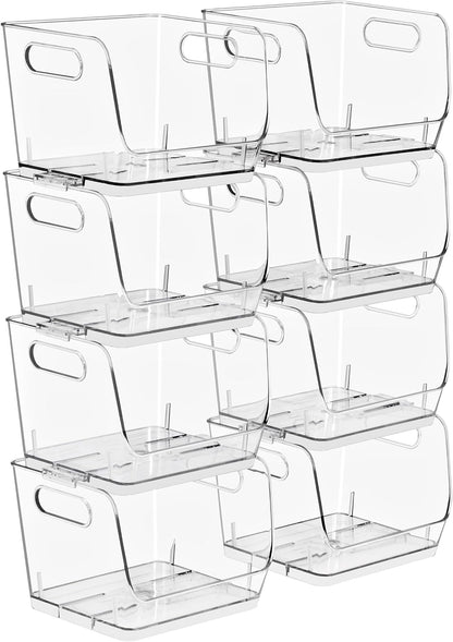 Sorbus Stackable Storage Bins Open Front - Clear Stackable Storage Bins - Pantry Bins for Storage and Organization - Acrylic Stackable Bins for Kitchen - Clear Pantry Organizer Bins (Medium 2 Pack)