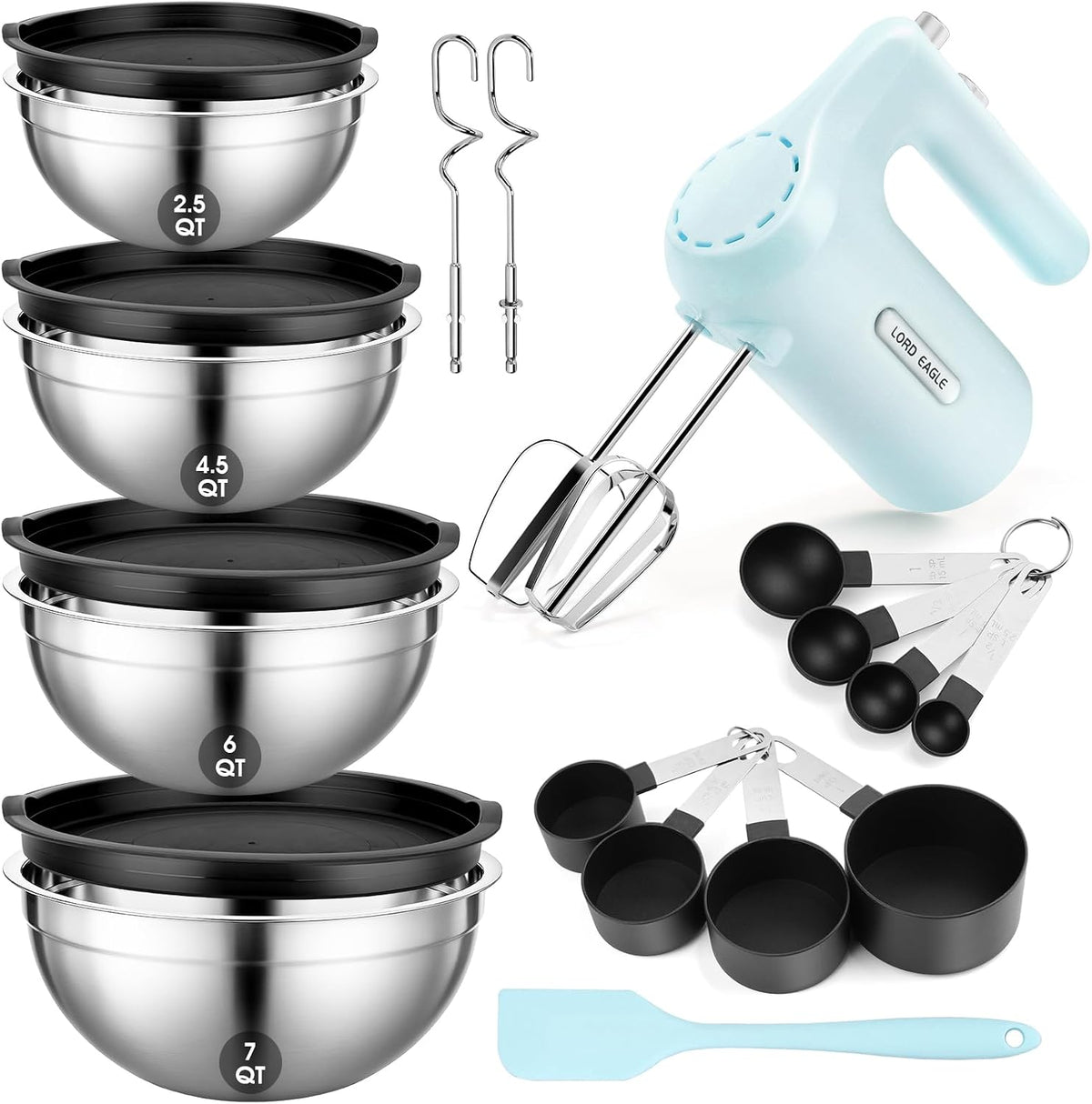 5-Speed Small Hand Mixer Electric, 300W Compact Portable, Black