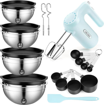 5-Speed Small Hand Mixer Electric, 300W Compact Portable, Black