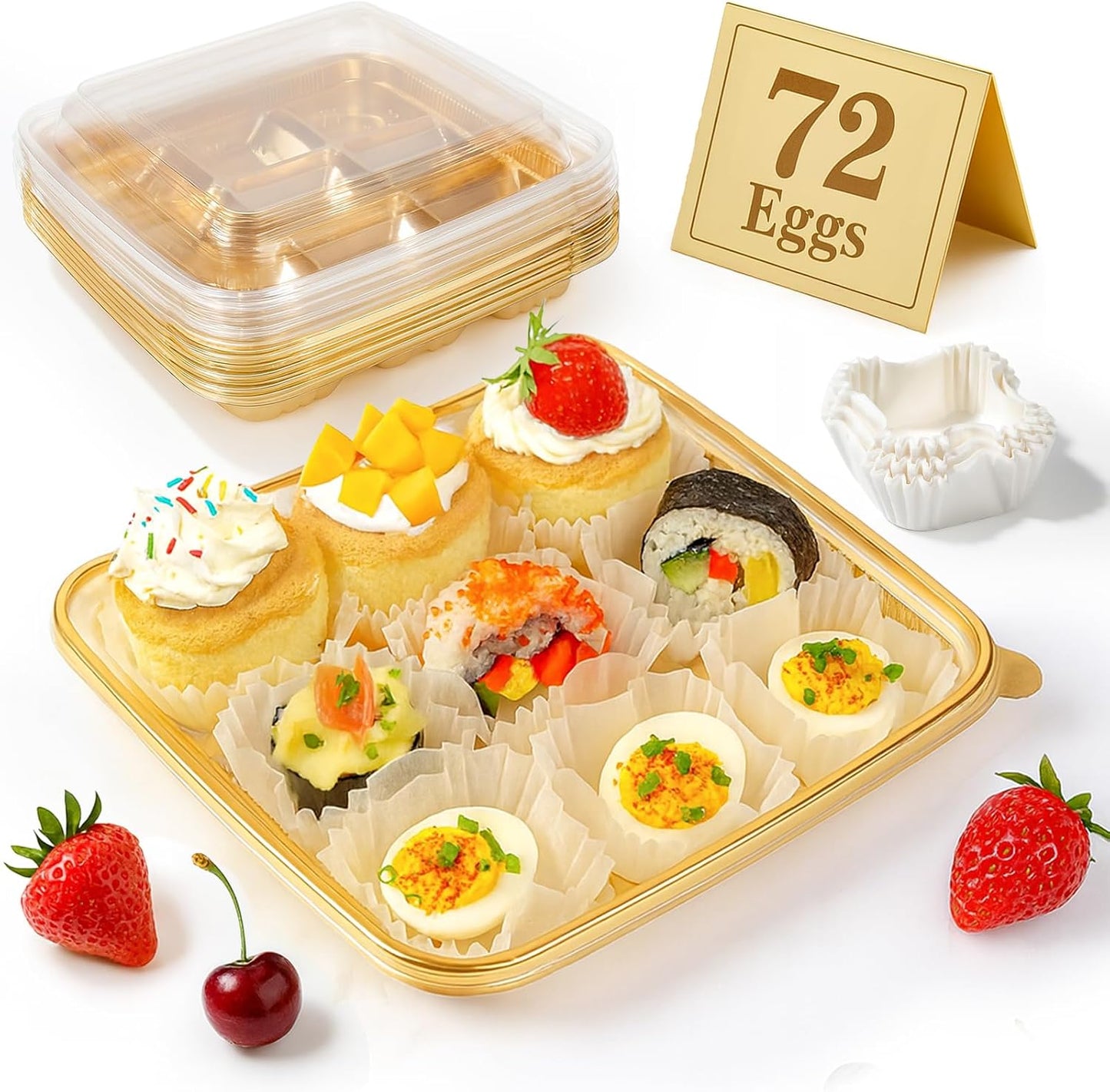77L 2-Pack Deviled Egg Container with Lid – 34-Egg Platter with Handle, Stackable & Portable Carrier for Parties, Holidays, Camping, and Fridge Storage