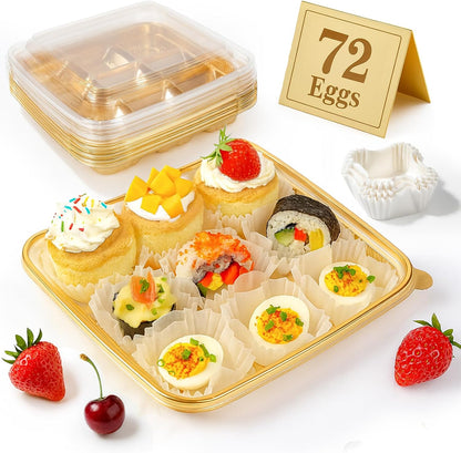 77L 2-Pack Deviled Egg Container with Lid – 34-Egg Platter with Handle, Stackable & Portable Carrier for Parties, Holidays, Camping, and Fridge Storage