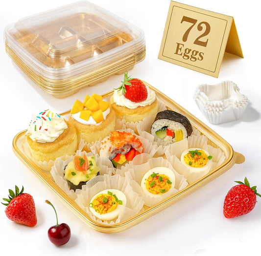 77L 2-Pack Deviled Egg Container with Lid – 34-Egg Platter with Handle, Stackable & Portable Carrier for Parties, Holidays, Camping, and Fridge Storage