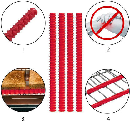 Oven Rack Shields,2 Pack Silicone Oven Rack Guards,Heat Resistant Oven Rack Shields,14 Inches Oven Rack Edge Cover Liner,Prevent Hand/Arm Against Burns(Red)